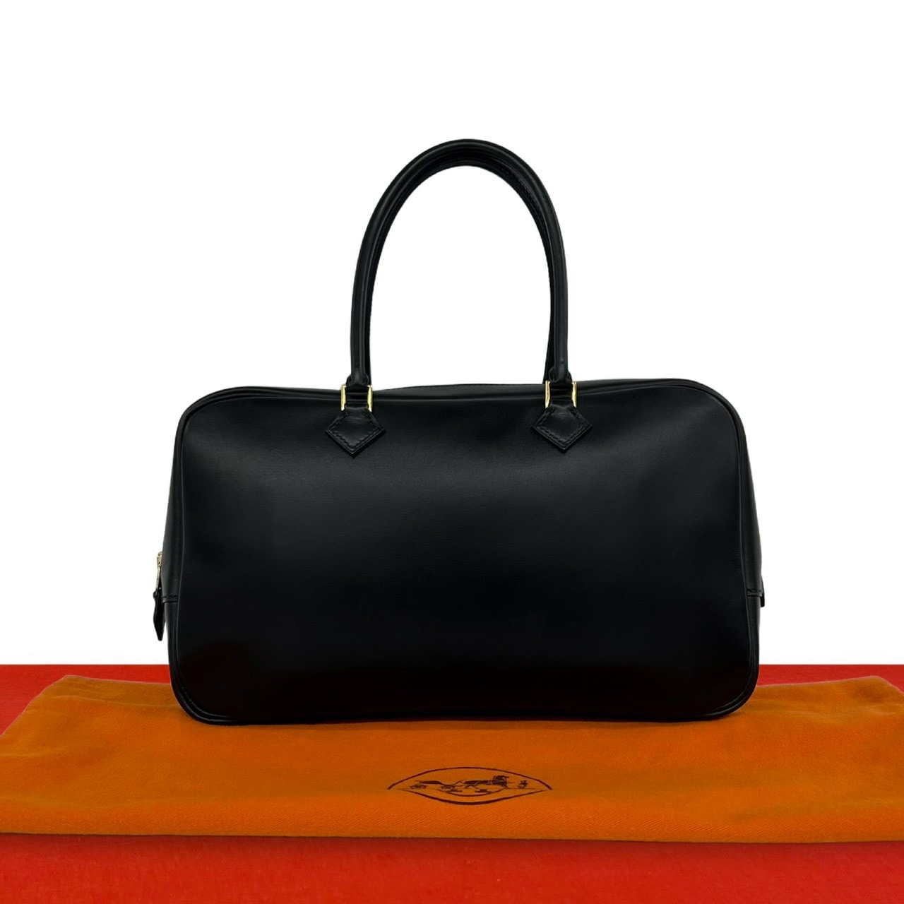 HERMES エルメス プリュムエラン 28 ボックスカーフ ハンドバッグ ブラック
 20939