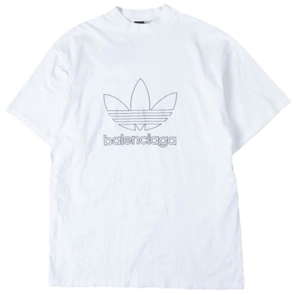 BALENCIAGA x adidas バレンシアガ アディダス 23SS 別注 Trefoil Logo Embroidery Oversize Tee ロゴ刺繍 オーバーサイズ Tシャツ 723976 TNVN8 9040 / IL8280 1 WHITE