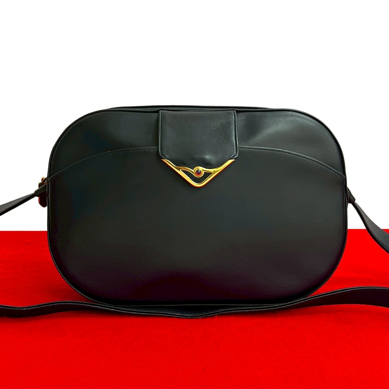 CARTIER カルティエ サファイアライン カーフ レザー ショルダーバッグ ネイビー
 22463