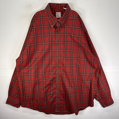 古着 ブルックスブラザーズ Brooks Brothers 長袖シャツ ボタンダウン 胸ポケット XL レッド系 チェック メンズ