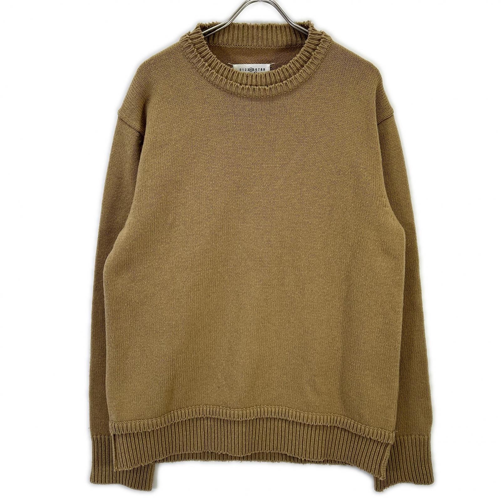 メゾンマルジェラ SI1GP0001 ベージュ スエードエルボーパッチ プルオーバー ニットセーター L