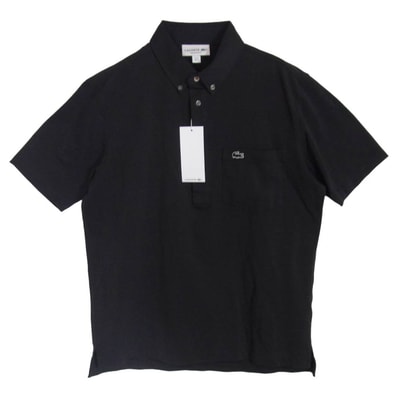 LACOSTE ラコステ PH063LJ-99 Polo Shirt ボタンダウン ピケ 鹿の子 ポロシャツ ブラック ブラック系 3【中古】