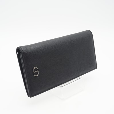 美品 Dior ディオール CD Icon グレインドカーフスキン バーティカル 2つ折りウォレット 2ESBC002CDI_H00N 長財布 ブラック レザー メンズ