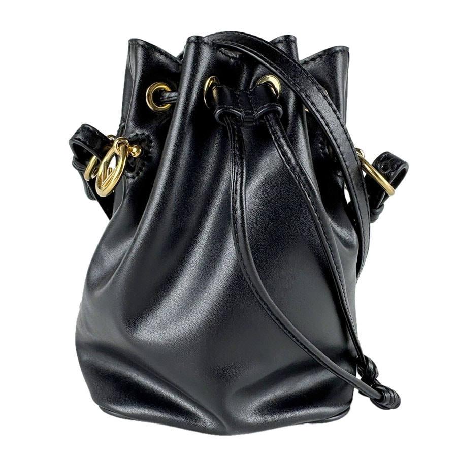 フェンディ FENDI ショルダーバッグ ハンドバッグ モン トレゾール ミニ レザー ブラック レディース 8BS010 A0KK【中古】 z9276