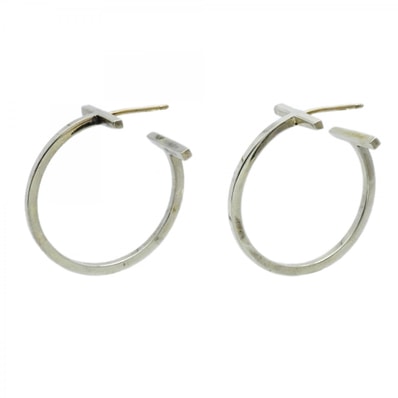 ★最終価格【6jcb0698-k】ティファニー ピアス Tワイヤー フープ シルバー925【中古】レディース