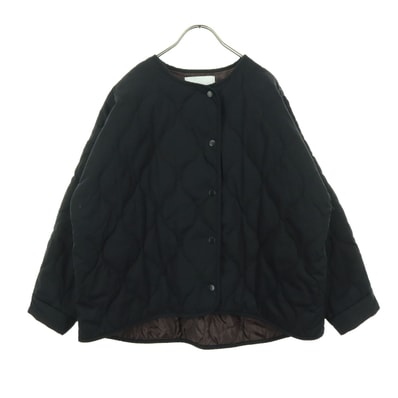 Adam et Rope' アダムエロペ 長袖 中綿 ノーカラー キルティングジャケット F ブラック