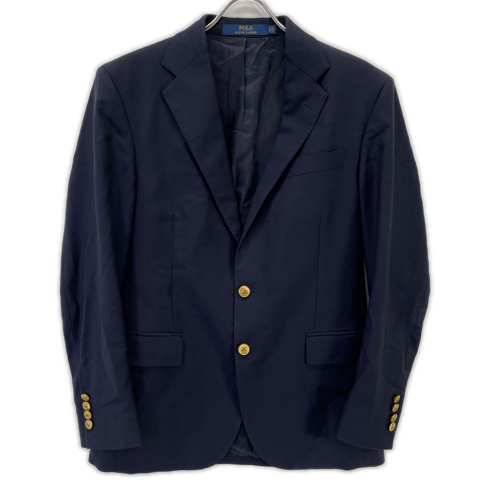 ポロ ラルフローレン 715512776001 ネイビー ウールツイル サイドベンツ 金釦 ブレザージャケット M