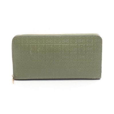 ロエベ LOEWE REPEAT リピート アナグラム ラウンド長財布 財布 レザー レディース カーキ系 C499T12X0 【中古】