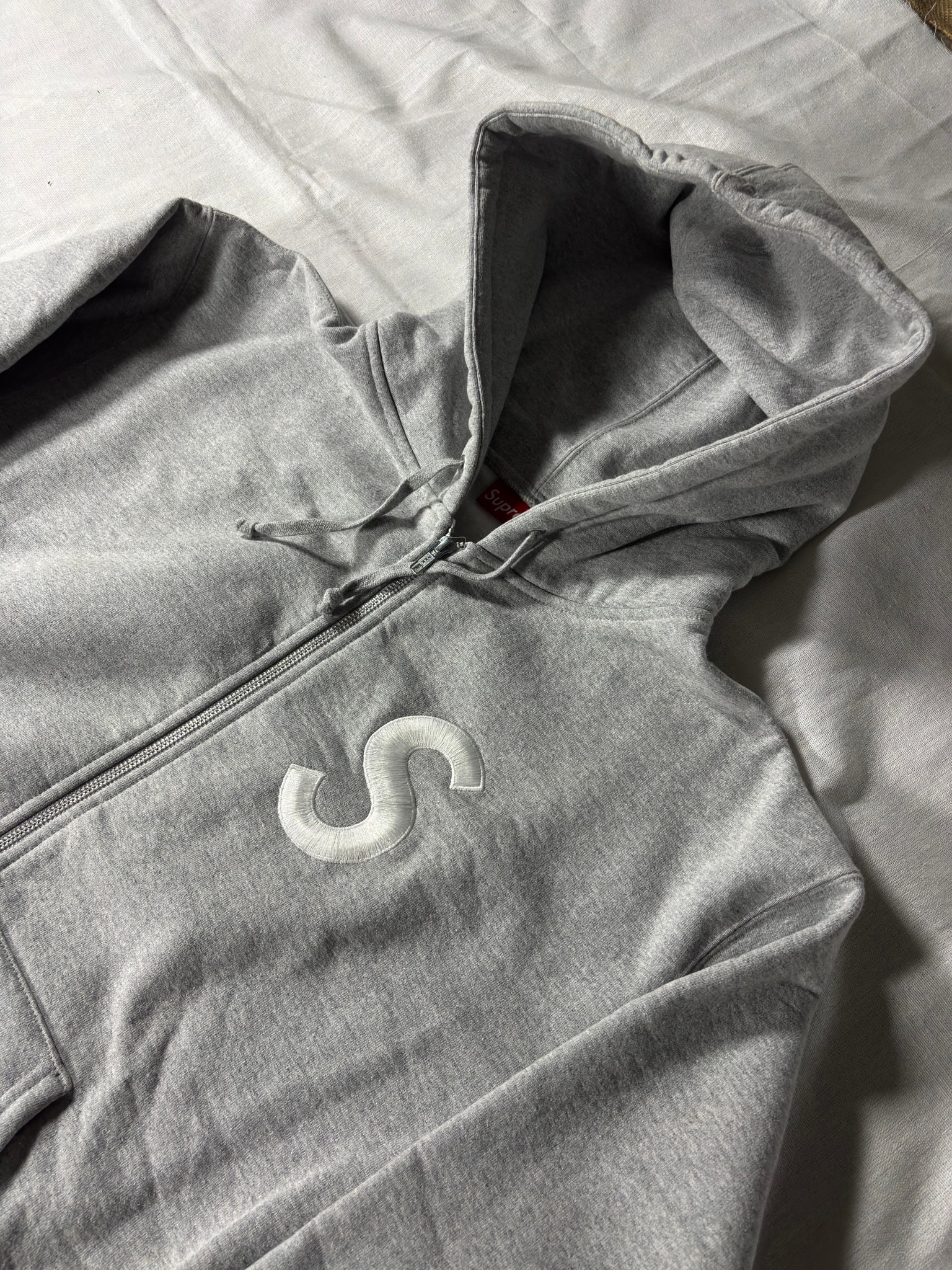 Supreme S Logo Zip Up Hooded Sweatshirt "Heather Grey" (23FW)