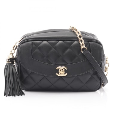 シャネル CHANEL ダイアナフラップ マトラッセ ショルダーバッグ バッグ ラムスキン(羊革) レディース ブラック系 【中古】