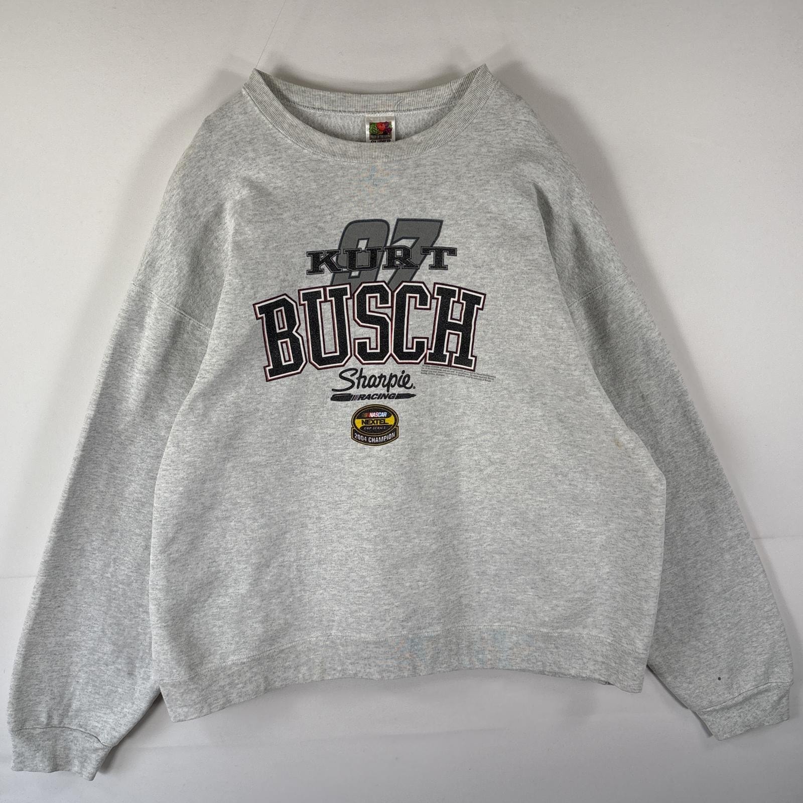 古着 フルーツオブザルーム FRUIT OF THE LOOM スウェット トレーナー クルーネック NASCAR ロゴプリント レーシング 14041 グレー メンズ