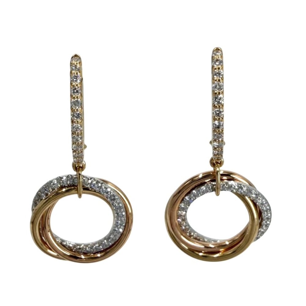 CARTIER カルティエ ピアス トリニティ フープ アクセサリー ジュエリー Trinity 18金 Au750 K18イエローゴールド K18ピンクゴールド K18ホワイトゴールド レディース 約6.8g 美品【中古品】