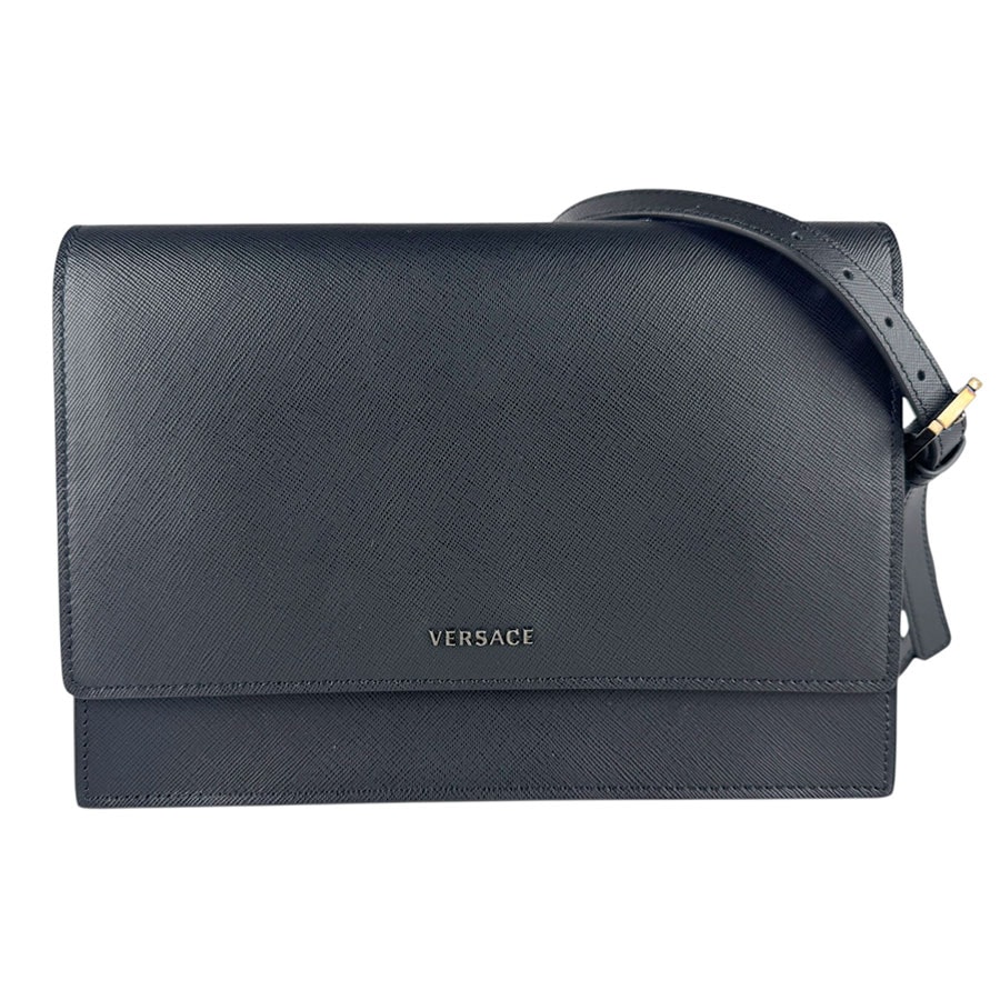 ヴェルサーチ VERSACE ショルダーバッグ レザー ブラック レディース【中古】 z8535