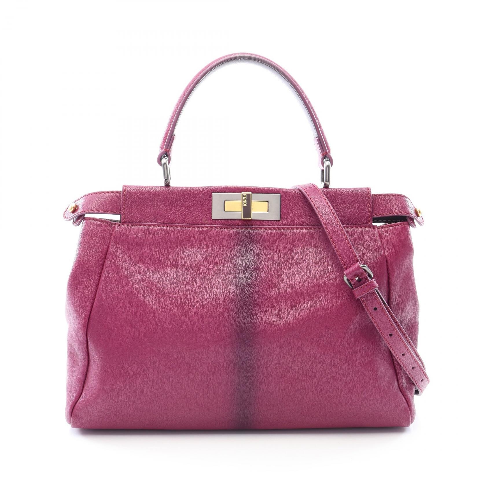 フェンディ FENDI ピーカブー レギュラー 2WAY ハンドバッグ バッグ レザー レディース パープル系 【中古】