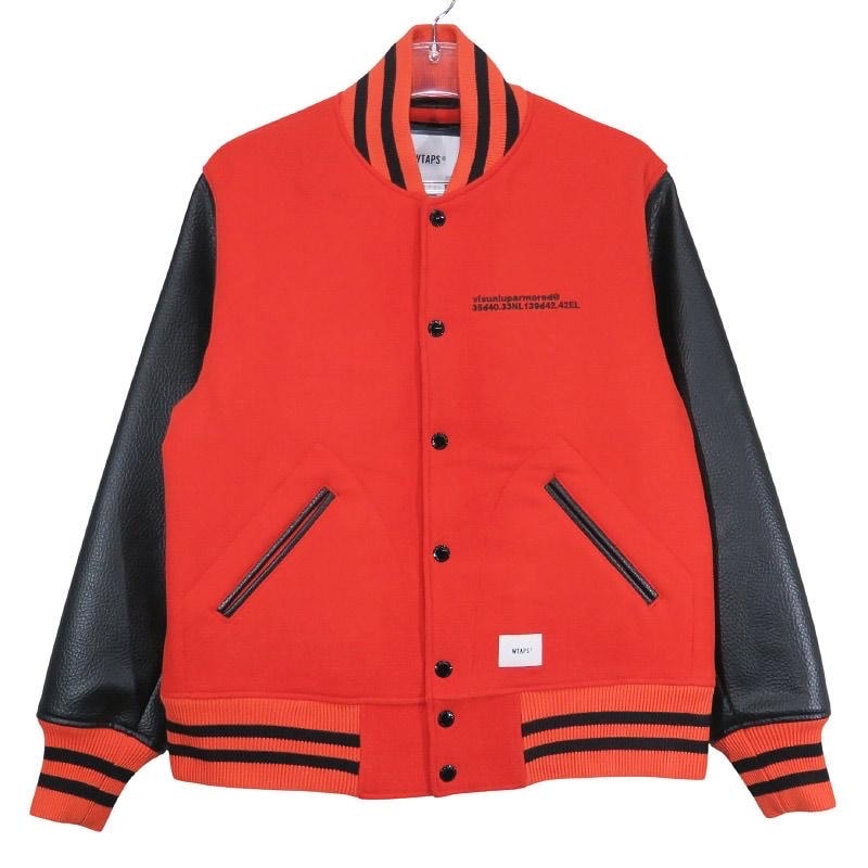  WTAPS ダブルタップス 18AW CLUB/JACKET.WOPO.MELTON 182BRDT-JKM04 クラブ ジャケット ウール ポリエステル メルトン オレンジ アウター スタジャン サイズ01(S)