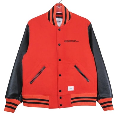 WTAPS ダブルタップス 18AW CLUB/JACKET.WOPO.MELTON 182BRDT-JKM04 クラブ ジャケット ウール ポリエステル メルトン オレンジ アウター スタジャン サイズ01(S)