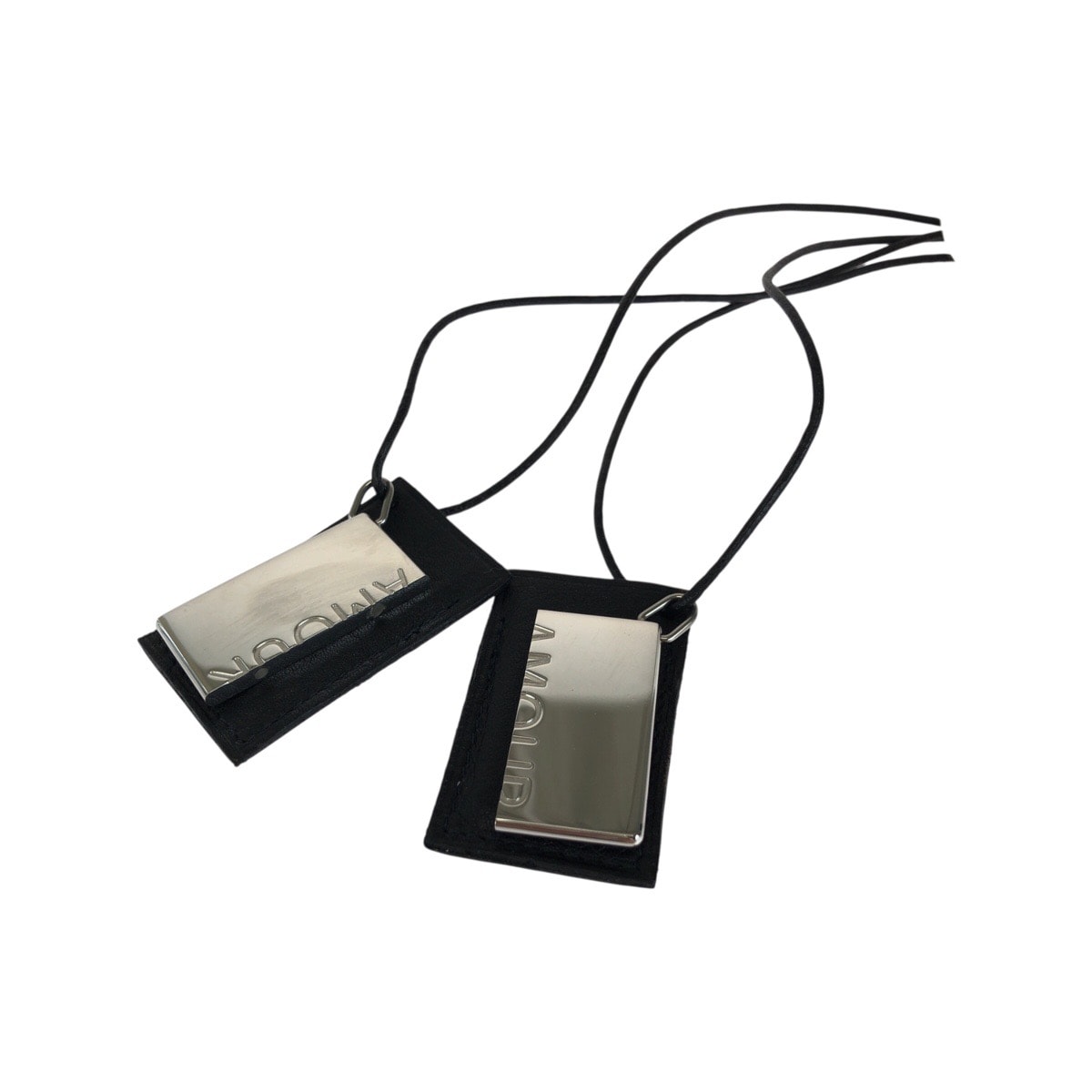 美品 HERMES エルメス シンボル シルバー ブラック 黒 メタル レザー/ ネックレス 男女兼用 602060 【中古】