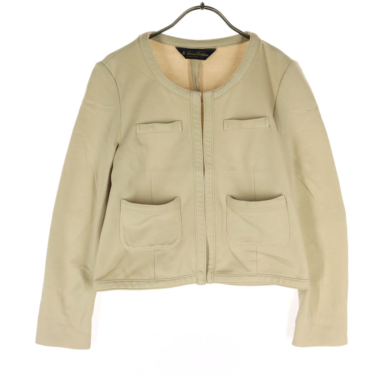 Brooks Brothers ブルックスブラザーズ 長袖 ノーカラー ジャケット XS ベージュ