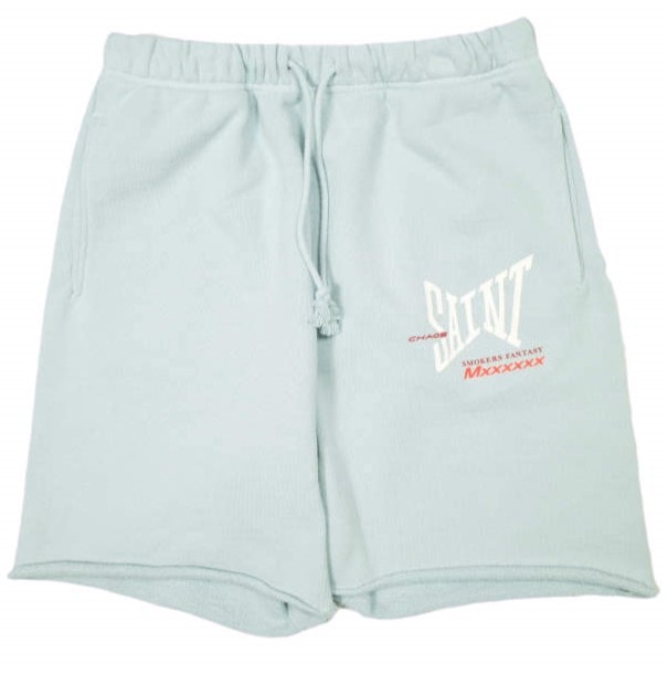 新品 SAINT MICHAEL セントマイケル 25SS 日本製 SWEAT SHORTS / RIBON SAINT カットオフ スウェットショーツ SM-HR8-0000-060 M BLUE SAINT Mxxxxxx ショートパンツ ボトムス