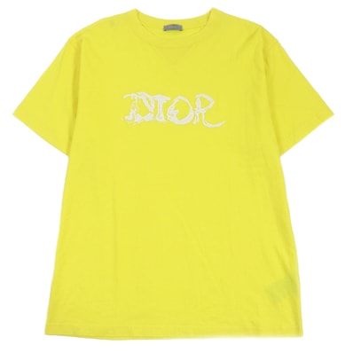 美品 ディオール オム 半袖Tシャツ イエロー XL 143J685C0677
