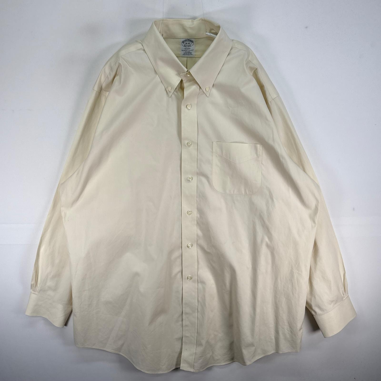 古着 ブルックスブラザーズ Brooks Brothers 長袖シャツ REGENT ボタンダウン 2XL  イエロー系 無地 メンズ