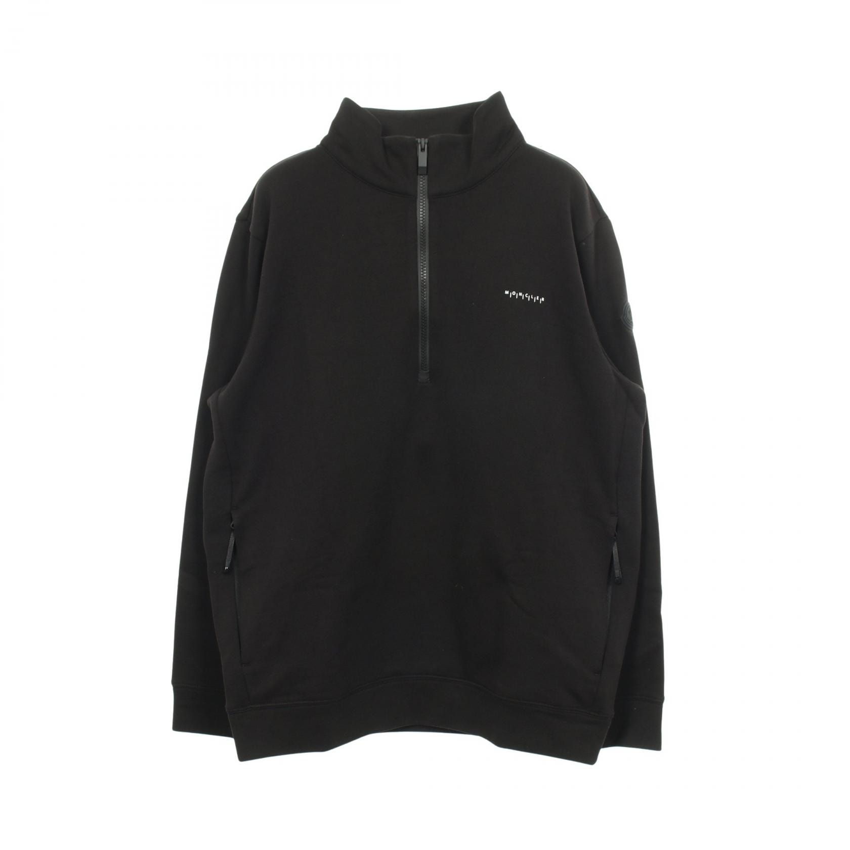 モンクレール MONCLER ハーフジップ ハイネック スウェット 衣料品 トップス コットン メンズ ブラック系 【中古】