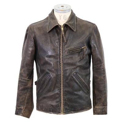 ダブルアールエル 【美品/国内正規】782839937001 チェックライニング バックロゴ ヴィンテージ加工 フルグレイン カウハイド レザー XS/TP