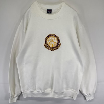 古着 ジャンスポーツ JANSPORT USA製 スウェット クルーネック 刺繍デザイン プルオーバー トレーナー XL ホワイト系 メンズ