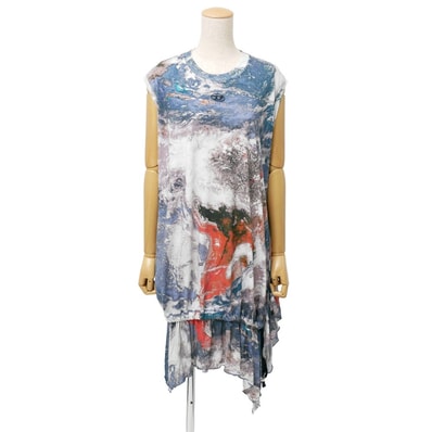 ■美品■DIESEL ディーゼル カモフラージュドレス ワンピース サイズXS プラネットカモフラージュ ノースリーブ コットンドレス ブランド古着【中古】20260908/RB0913