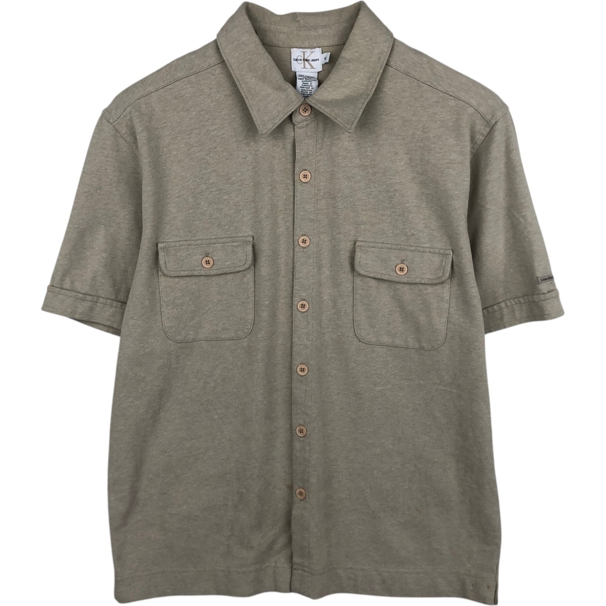 古着 90~00年代 カルバンクライン Calvin klein JEANS 半袖 コットンシャツ ボックスシャツ メンズM相当 ヴィンテージ/eaa626422