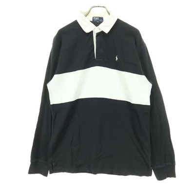 Polo by Ralph Lauren ポロバイラルフローレン ボーダー柄 長袖 ポロシャツ 170 ブラック系