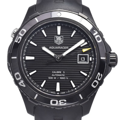 タグホイヤー TAG HEUER WAK2180.FT8027 アクアレーサー キャリバー5 ブラック 自動巻き メンズ 良品 箱付き 腕時計 P#149139
