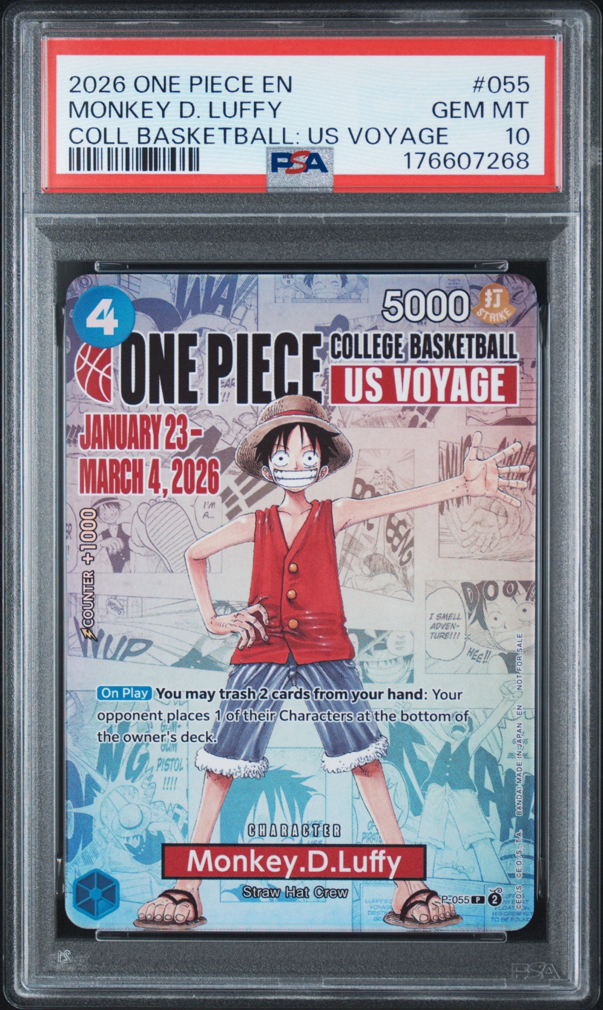 PSA10 モンキー・D・ルフィ ワンピースカードゲームバスケルフィ PSA10】モンキー・D・ルフィ：P (開封済) [P-055]【英語版