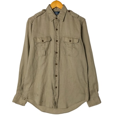 古着 ラルフローレン Ralph Lauren POLO by Ralph Lauren 長袖 リネンシャツ メンズS相当/eaa584639