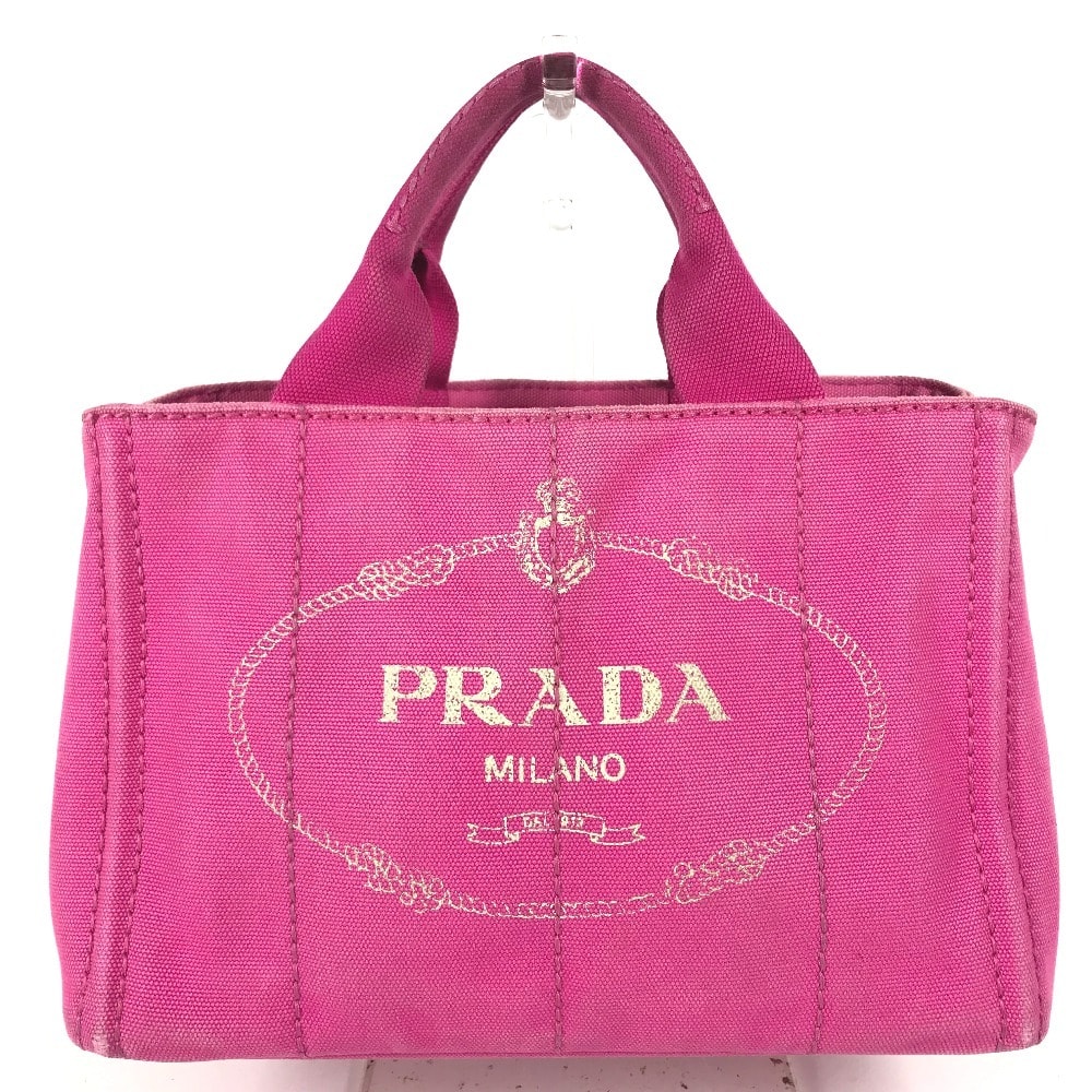 プラダ PRADA カナパ ロゴ カバン トートバッグ ハンドバッグ コットン ピンク