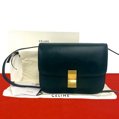 CELINE セリーヌ クラシックボックス カーフ ショルダーバッグ グリーン
07473