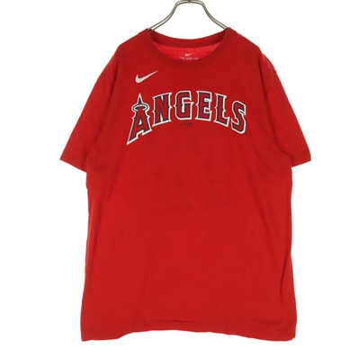 美品 NIKE ナイキ エンゼルス 大谷翔平 ロゴプリント 野球 半袖 背番号 Tシャツ M レッド