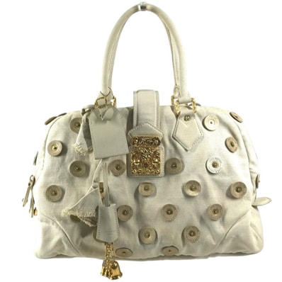 ルイヴィトン LOUIS VUITTON ショルダーバッグ ベル付き M95409 ポルカドッツ・パナマ ボウリィ カバン 肩掛け ボストンバッグ ハンドバッグ キャンバス ホワイト系