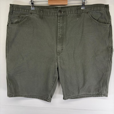 古着 ディッキーズ Dickies ダック パンツ ワーク ワンポイントロゴ ハーフ ショート ジップ 大きいサイズ w50 グレー系 メンズ