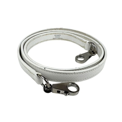 エルメス HERMES ショルダーストラップ ボリード用 ケリー用 ヴォーエプソン ホワイト シルバー ユニセックス【中古】 z3853
