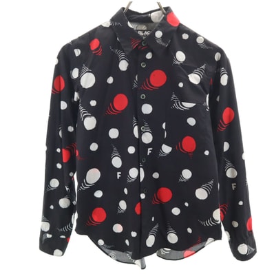 BLACK COMME des GARCONS ブラックコムデギャルソン 2017年 日本製 総柄 長袖 コットンシャツ XS ブラック