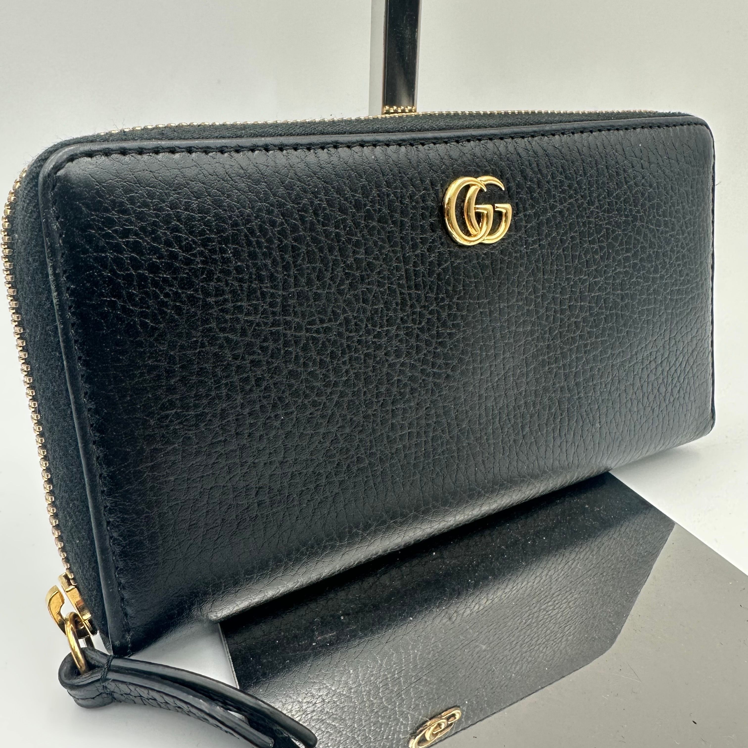 GUCCI Leather Zip Around Wallet "Black"