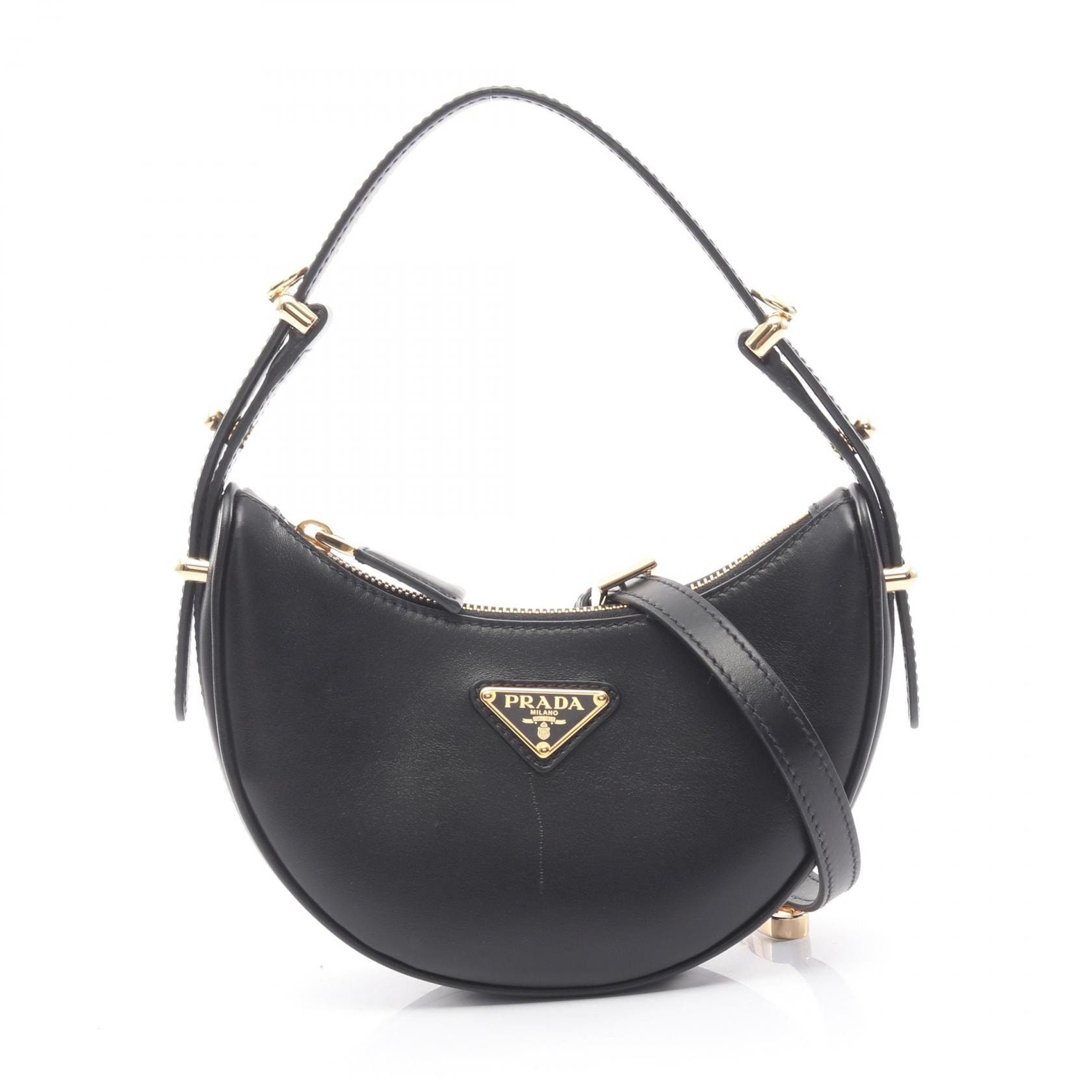 プラダ PRADA SOFT CALF アーケ ハンドバッグ バッグ レザー レディース ブラック系 1BC194_ASK_F0002_V_O 【中古】