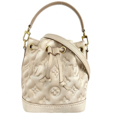 LOUIS VUITTON ルイヴィトン 2WAY モノグラムアンプラント ナノノエ ポシェット サマースターダスト 肩掛け 斜め掛け ショルダーバッグ ハンドバッグ かばん 鞄 M81463 ベージュ ゴールド金具 レディース 美品【中古品】