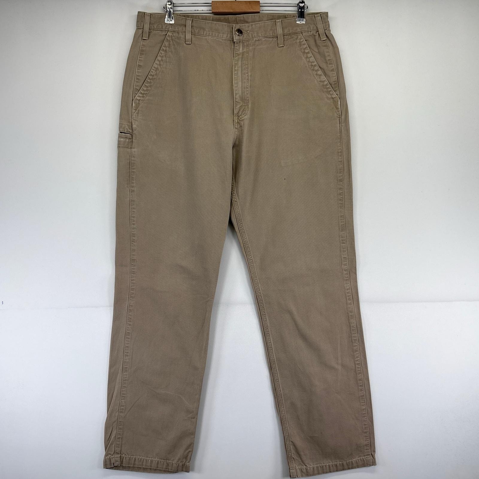 古着 カーハート Carhartt ダック パンツ ペインター サイドポケット ワンポイントロゴ 大きいサイズ w38×L36  ベージュ系 メンズ