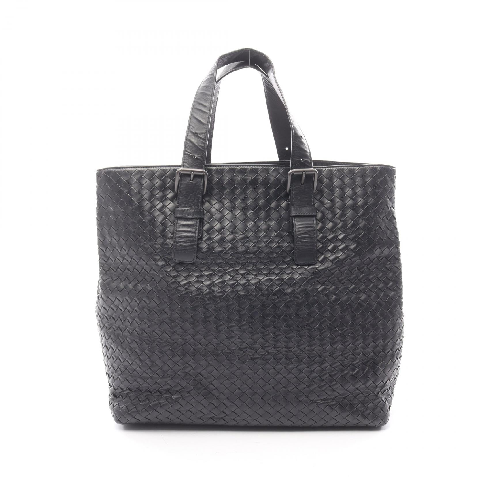 ボッテガヴェネタ BOTTEGA VENETA イントレチャート トートバッグ バッグ レザー メンズ レディース ブラック系 【中古】