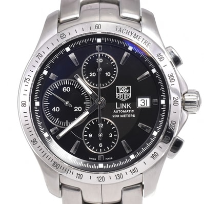 タグホイヤー TAG HEUER CJF2110 リンク クロノグラフ ブラック 自動巻き メンズ 良品 腕時計 G#147612