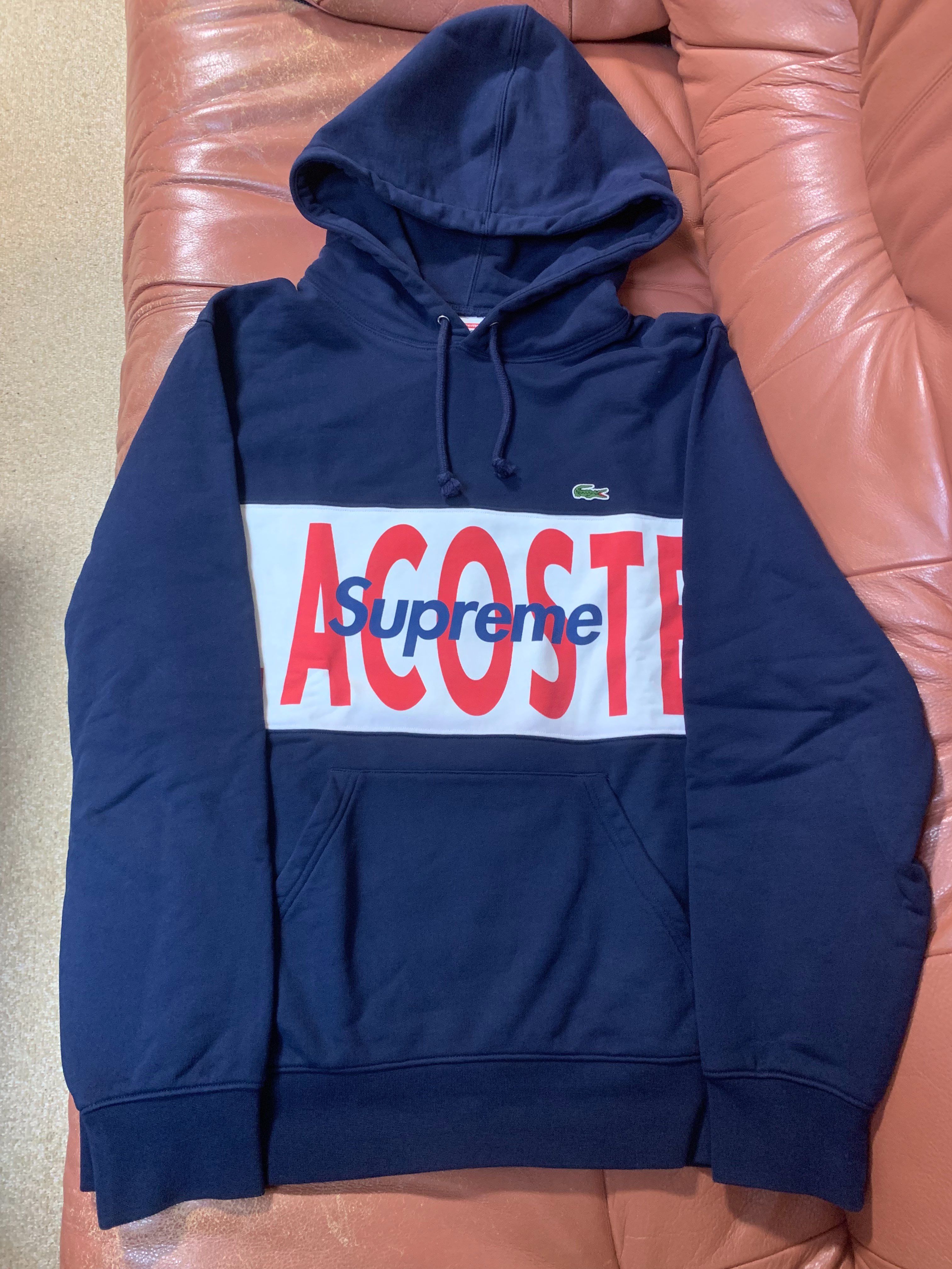 Supreme / Lacoste Logo Panel Hooded Sweatshirt "Navy"