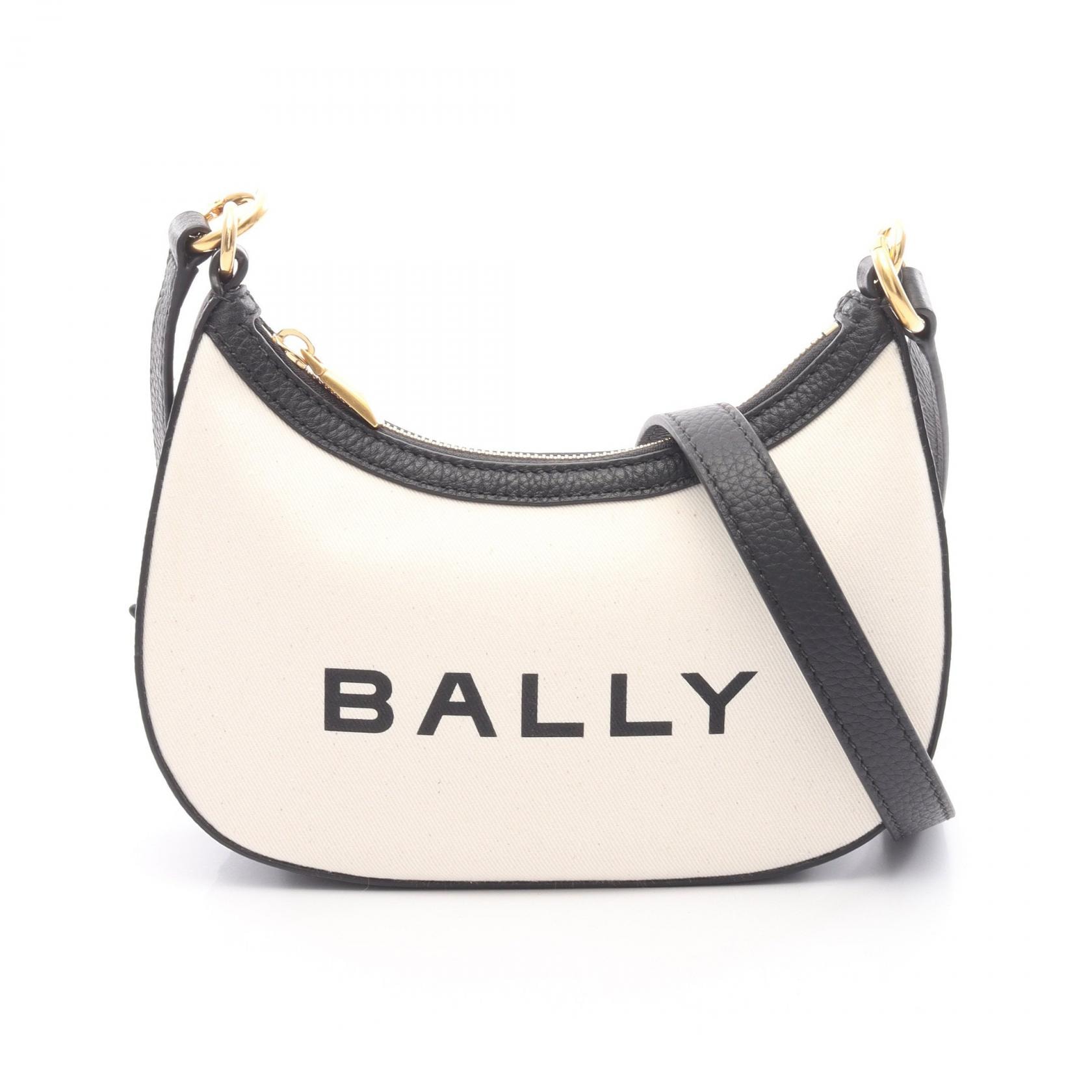 バリー BALLY ショルダーバッグ バッグ キャンバス レザー レディース アイボリー系 / ブラック系 【中古】