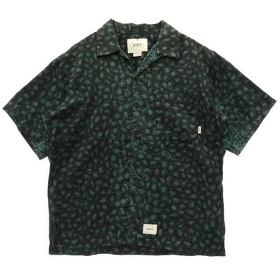 WTAPS ダブルタップス 21SS 211TQDT-SHM05 NIGHT VISION / SS レオパード 総柄 半袖 シャツ ブラック系 グリーン系 X 02【中古】